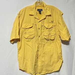 Moose Creek Mens Yellow Fishing Outdoors Nylon Vented Shirt Sz XL